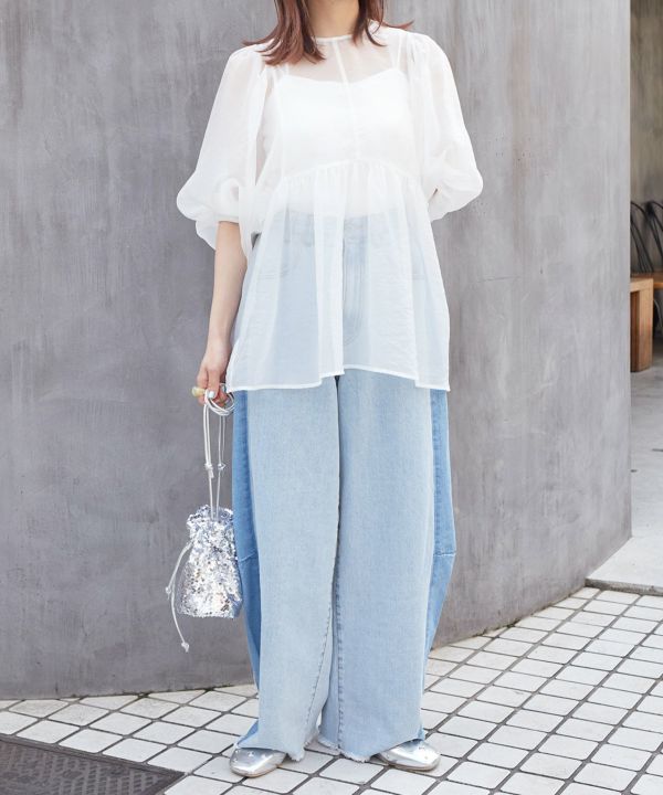 organdy volume blouse (white) *JP