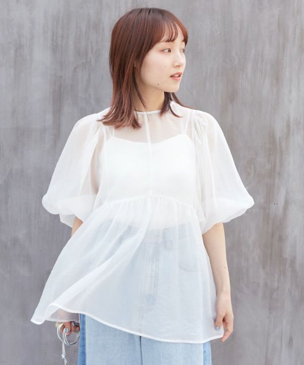 organdy volume blouse (white) *JP