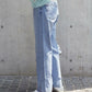 hem slit denim pants (blue) *JP