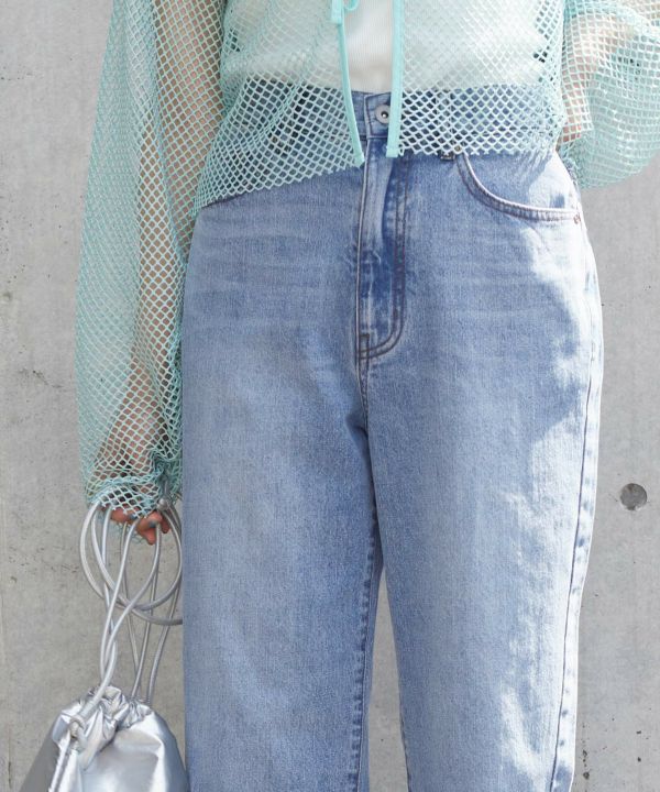 hem slit denim pants (blue) *JP