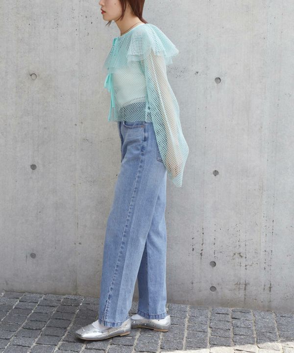 hem slit denim pants (blue) *JP