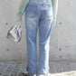 hem slit denim pants (blue) *JP