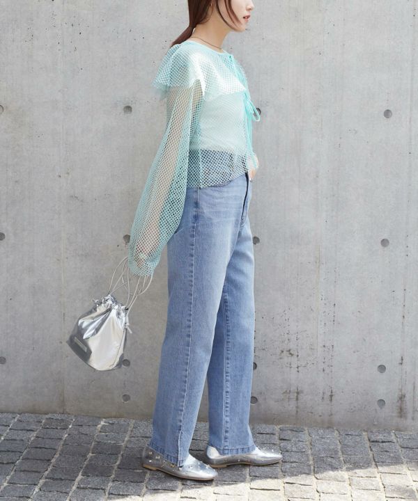 hem slit denim pants (blue) *JP