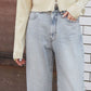 hem slit denim pants (sax blue) *JP