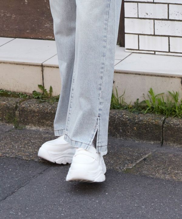 hem slit denim pants (sax blue) *JP