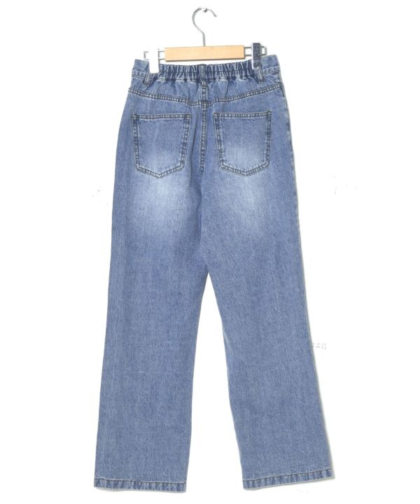 hem slit denim pants (blue) *JP