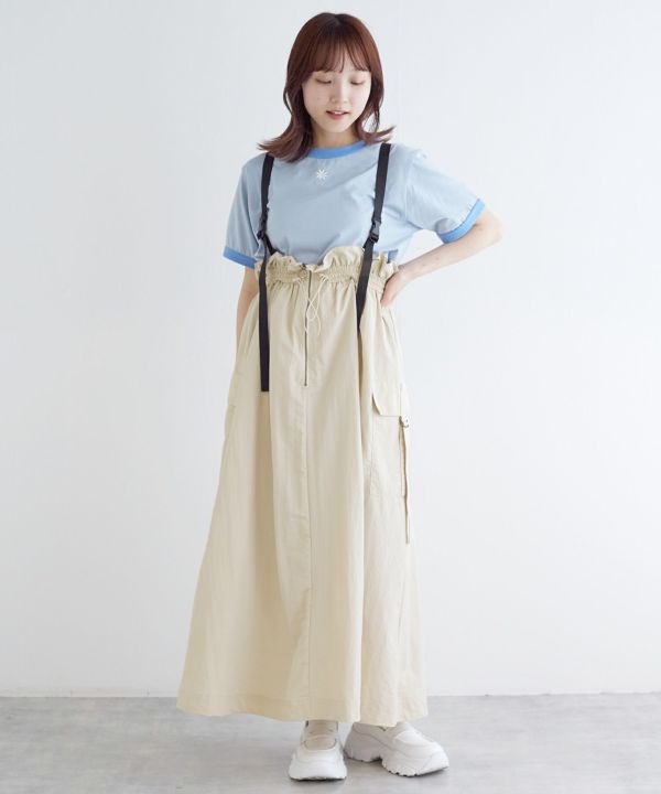 2way nylon gathered skirt (ecru) *JP