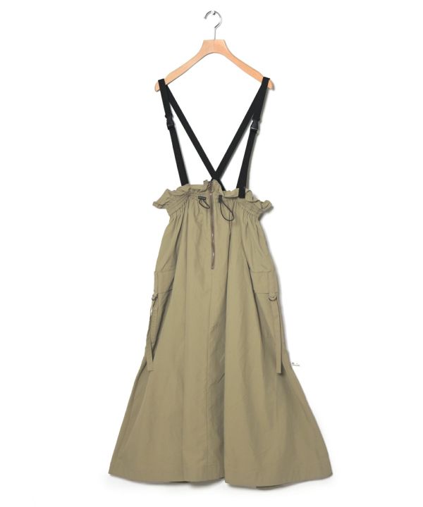 2way nylon gathered skirt (khaki) *JP