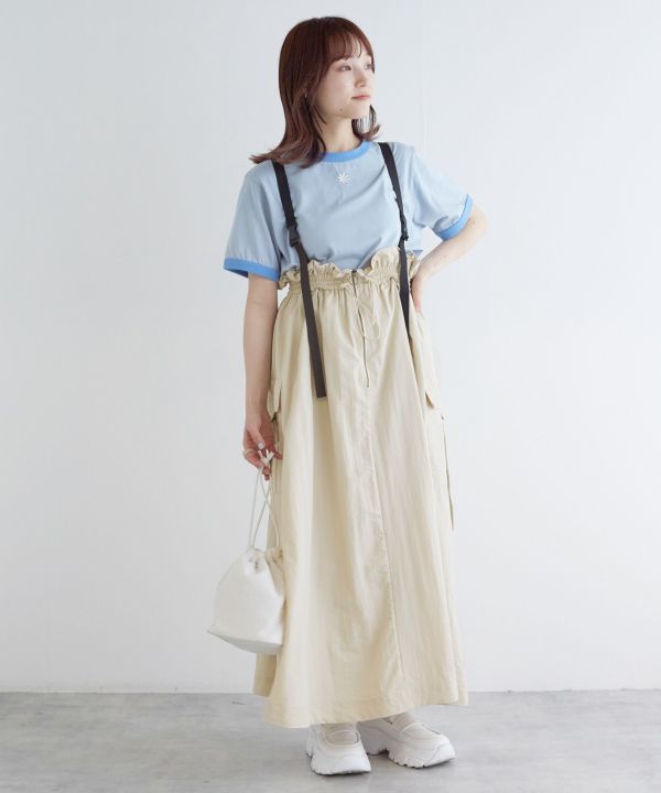 2way nylon gathered skirt (ecru) *JP