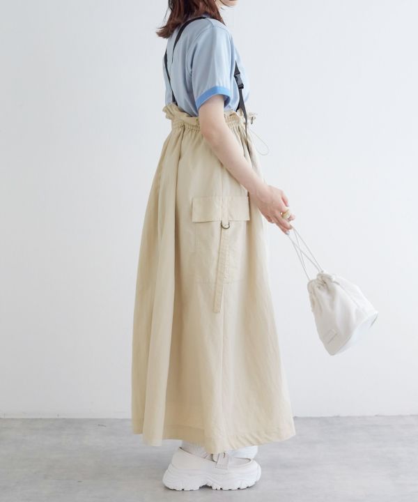 2way nylon gathered skirt (ecru) *JP