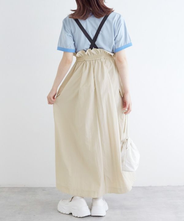 2way nylon gathered skirt (ecru) *JP