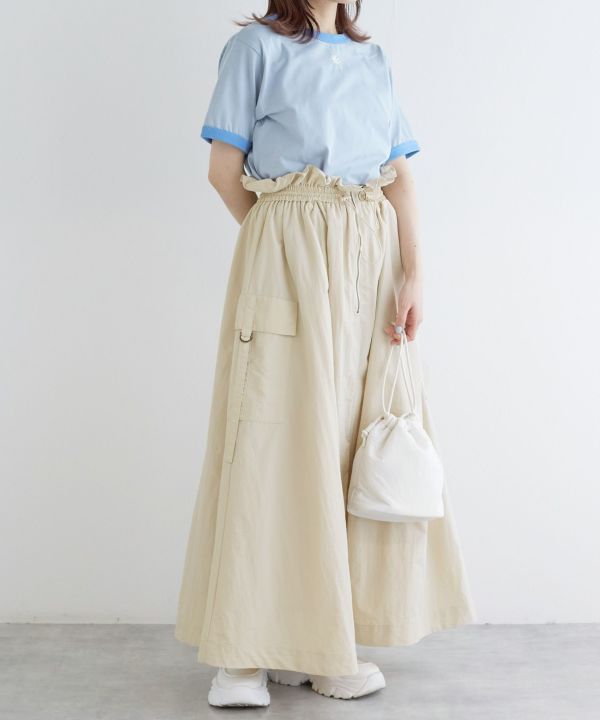 2way nylon gathered skirt (ecru) *JP