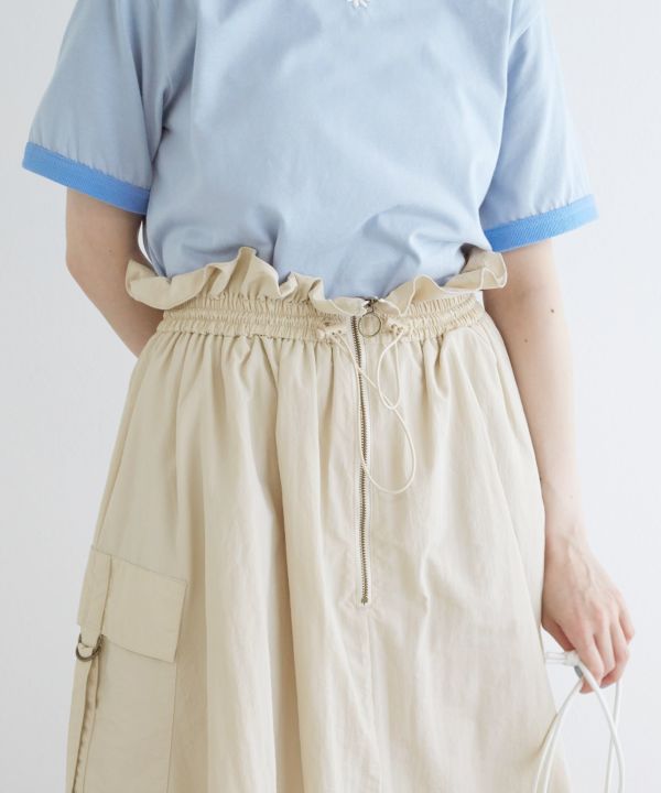 2way nylon gathered skirt (ecru) *JP