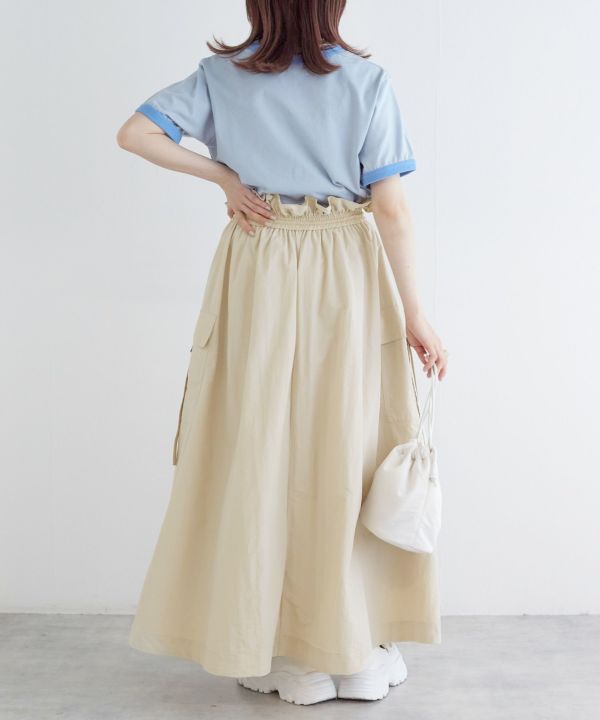 2way nylon gathered skirt (ecru) *JP