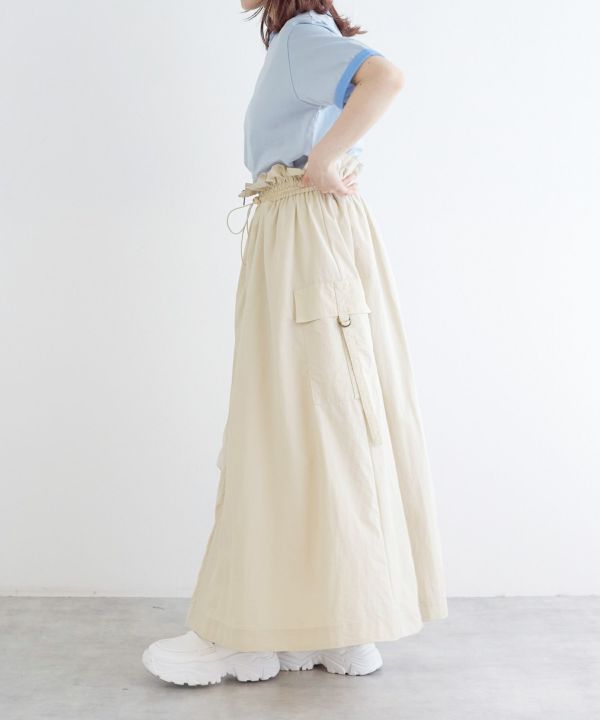 2way nylon gathered skirt (ecru) *JP