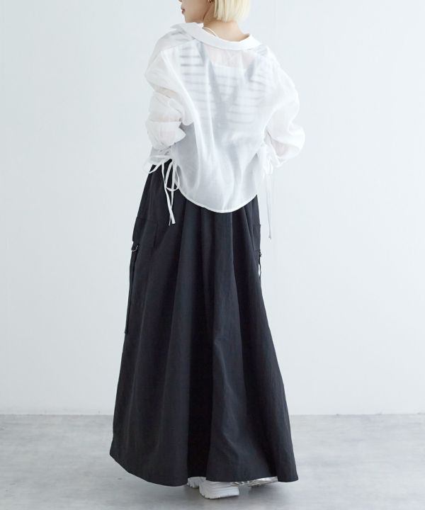 2way nylon gathered skirt (black) *JP