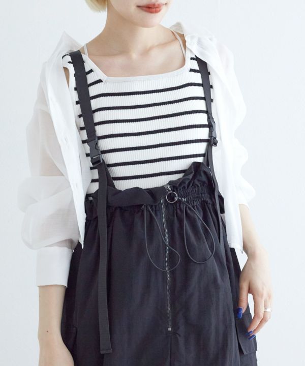 2way nylon gathered skirt (black) *JP