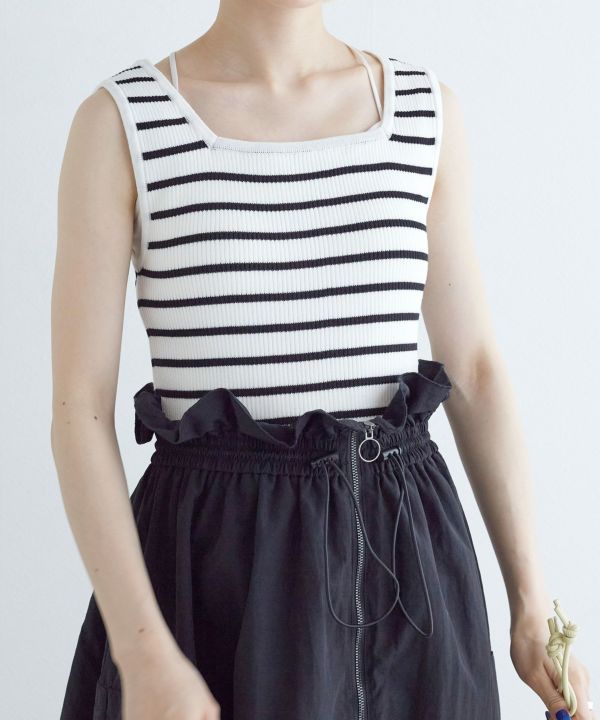 2way nylon gathered skirt (black) *JP