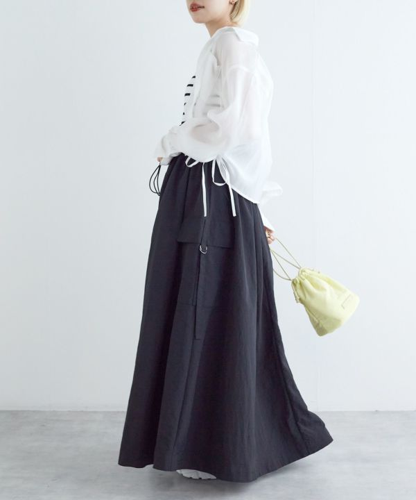 2way nylon gathered skirt (black) *JP