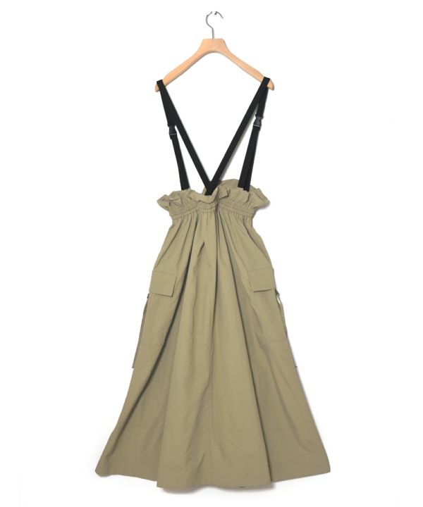 2way nylon gathered skirt (khaki) *JP