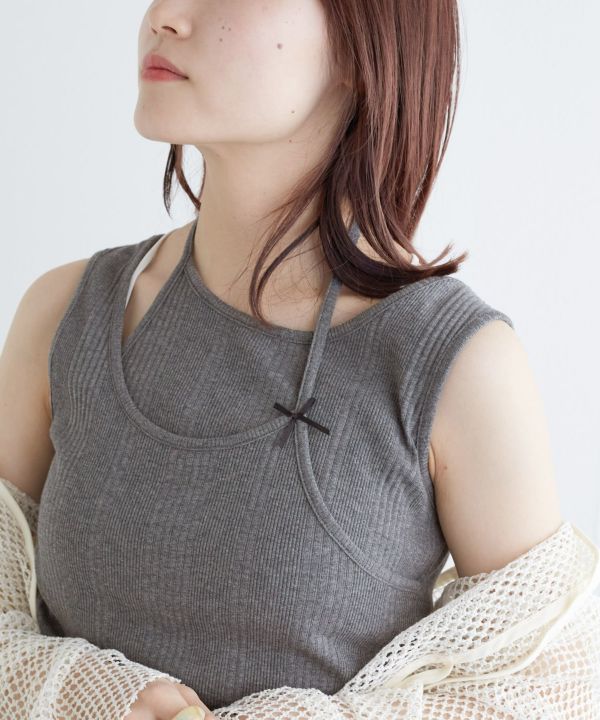 teleco layered tank top (charcoal) *JP