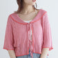 openwork color cardigan (pink) *JP