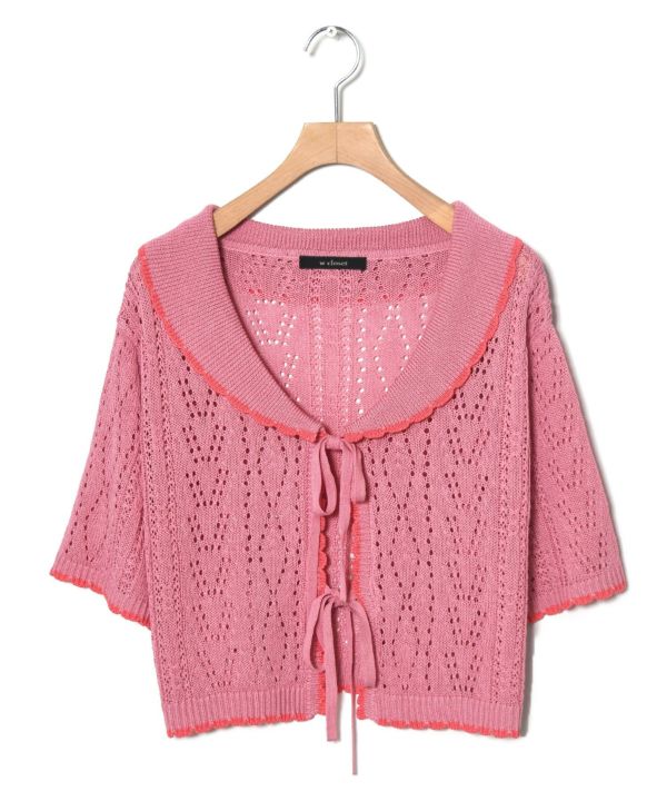 openwork color cardigan (pink) *JP