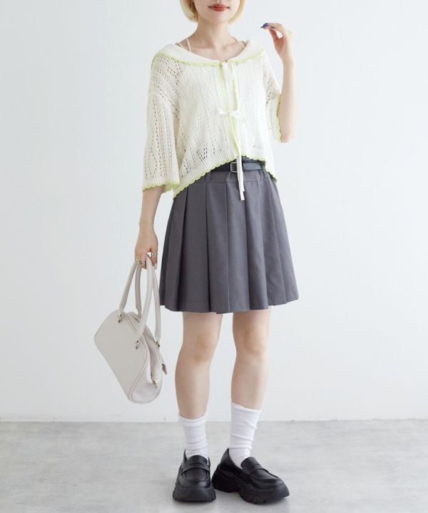 openwork color cardigan (white) *JP