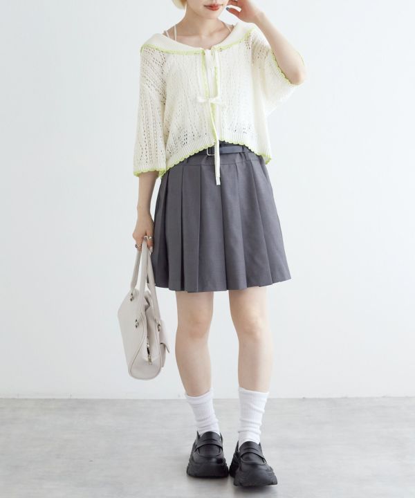 openwork color cardigan (white) *JP