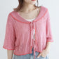 openwork color cardigan (pink) *JP