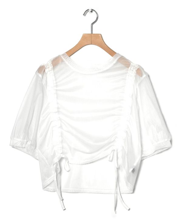 front draw sheer top (white) *JP