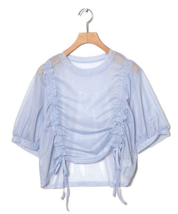 front draw sheer top (blue) *JP