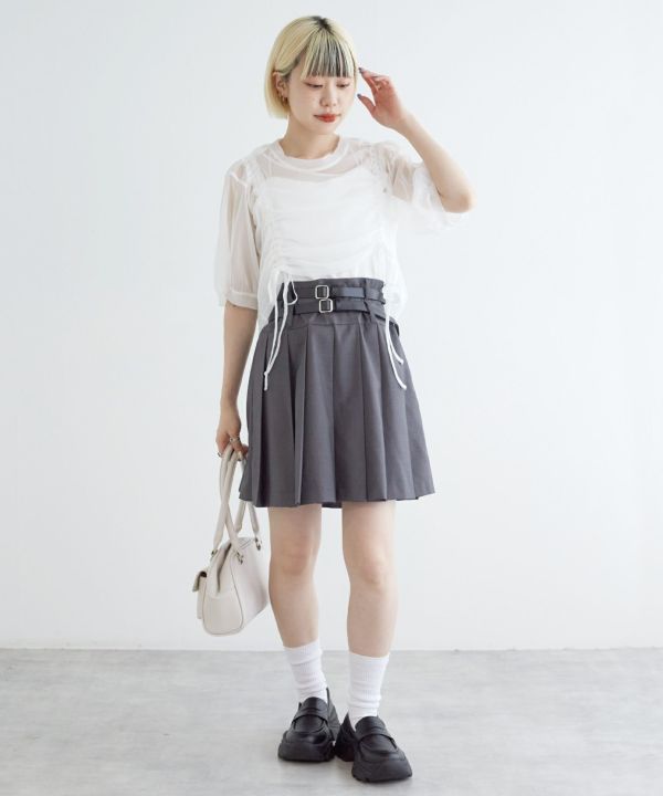 front draw sheer top (white) *JP