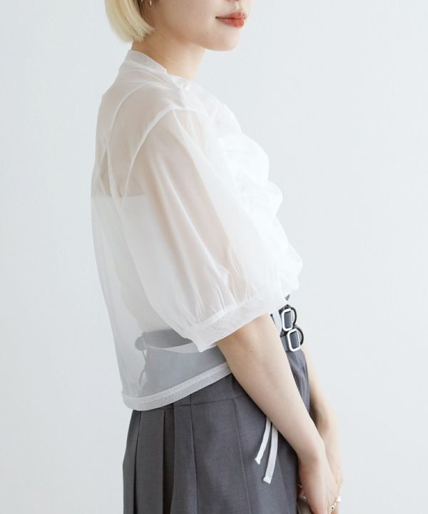 front draw sheer top (white) *JP