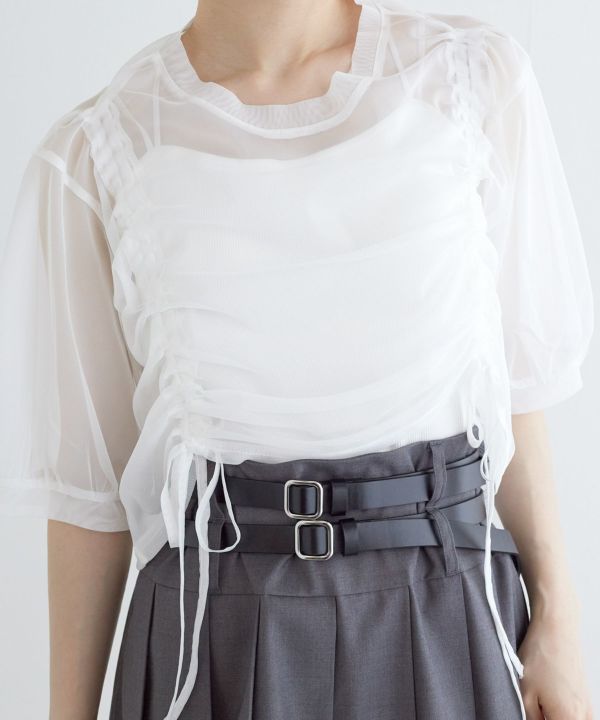 front draw sheer top (white) *JP