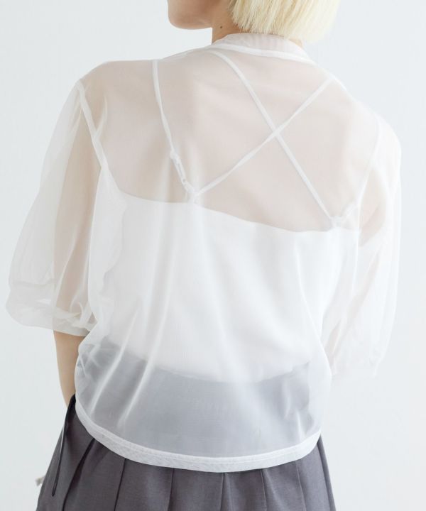 front draw sheer top (white) *JP