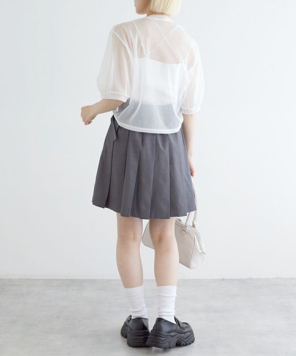 front draw sheer top (white) *JP