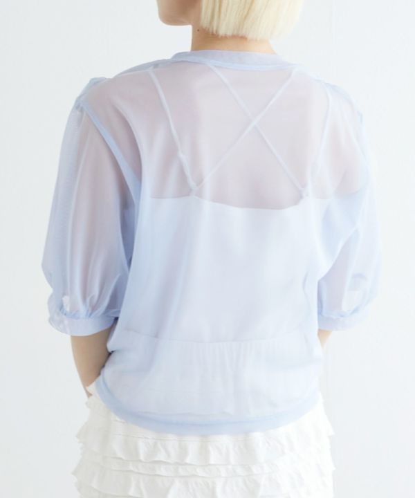 front draw sheer top (blue) *JP