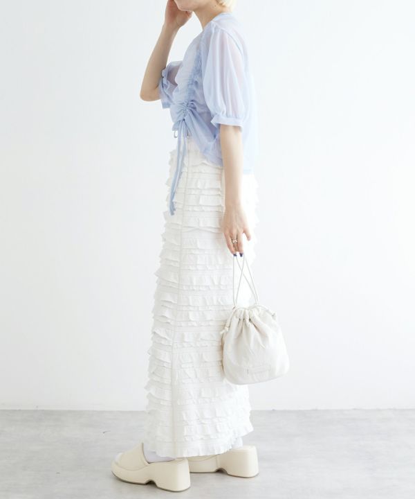 front draw sheer top (blue) *JP