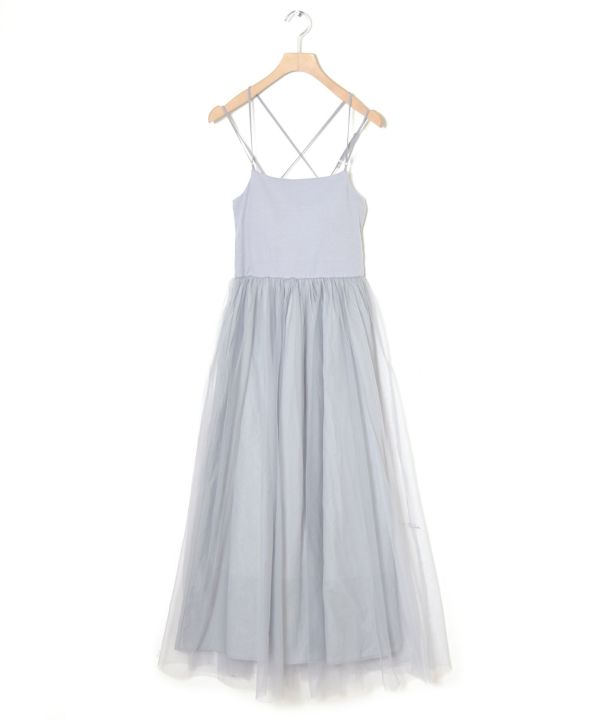 back cross cami dress (blue) *JP