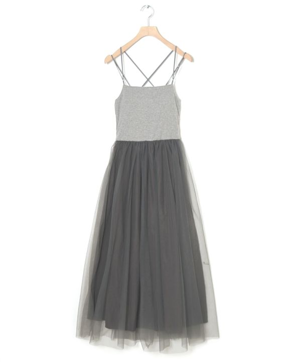 back cross cami dress (grey) *JP