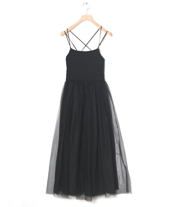 back cross cami dress (black) *JP