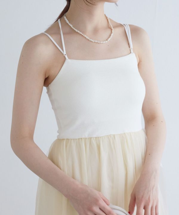 back cross cami dress (ivory) *JP