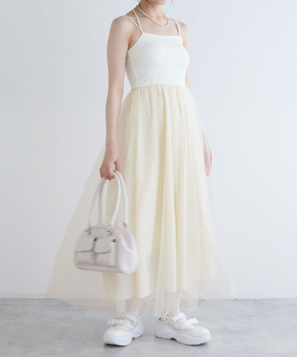 back cross cami dress (ivory) *JP