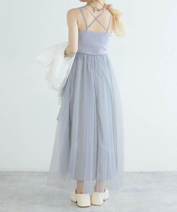 back cross cami dress (blue) *JP