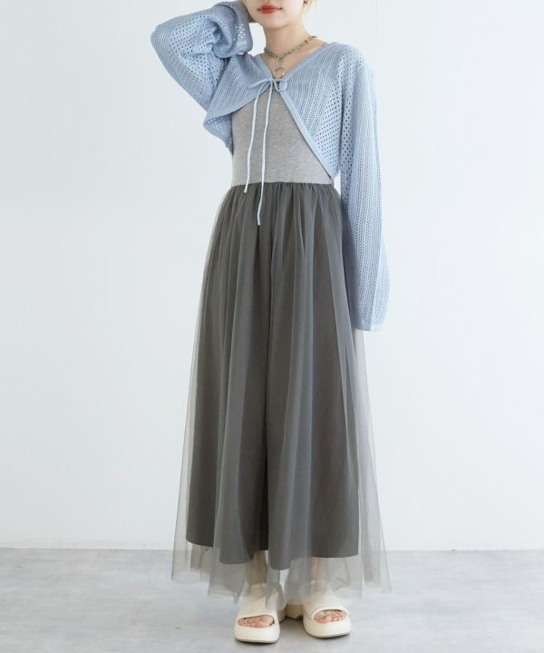 back cross cami dress (grey) *JP