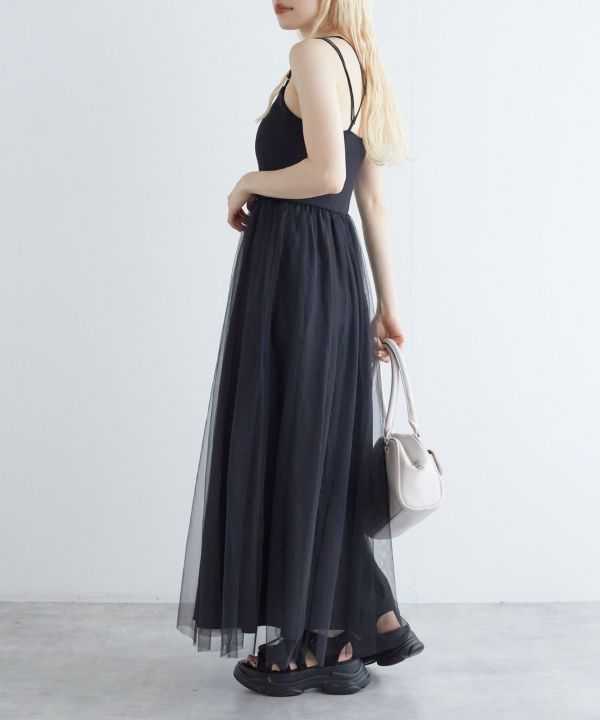 back cross cami dress (black) *JP