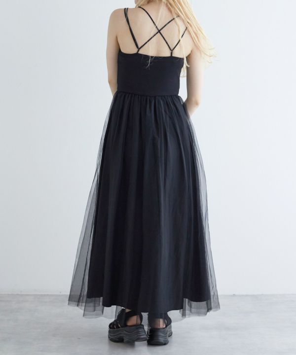 back cross cami dress (black) *JP