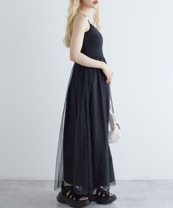 back cross cami dress (black) *JP