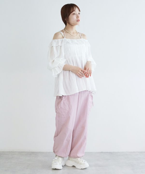 2way frilled collar top (white) *JP